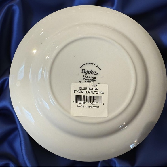 Spode NWT Blue & White Italian Porcelain 6” Camilla Plates Set of 8 - Picture 4 of 5